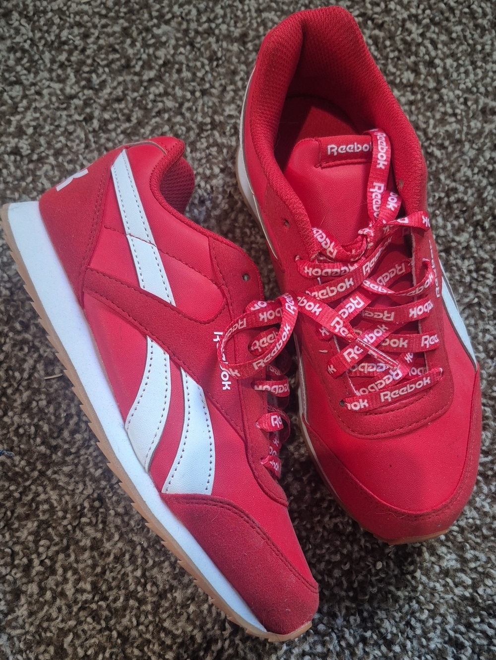 Reebok Red Sneakers with White Side Stripes